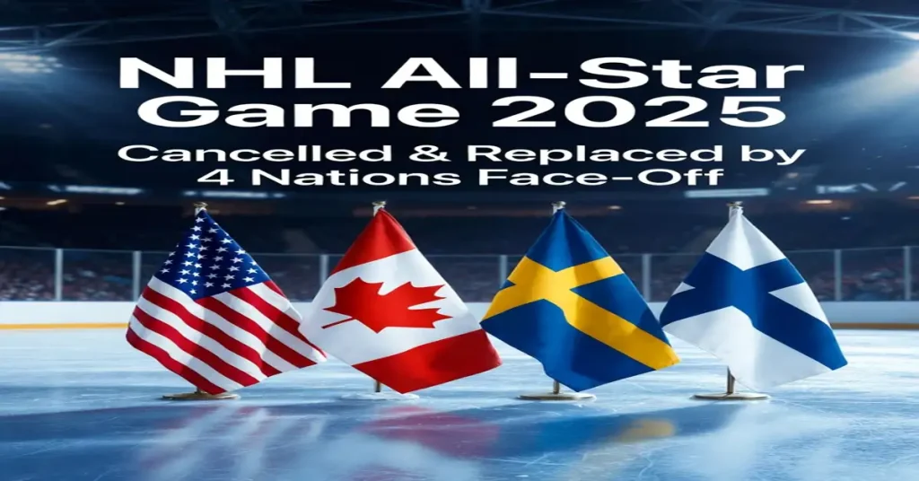 NHL All-Star Game 2025 Cancelled and Replaced by 4 Nations Face-Off with USA, Canada, Sweden, and Finland flags